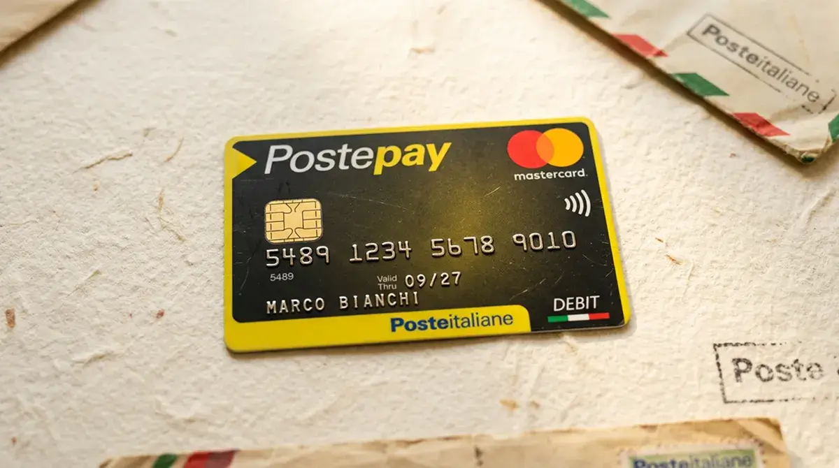 Carta prepagata Postepay gialla e nera, simbolo della cassa nei casino online italiani con concessione ADM nel 2026