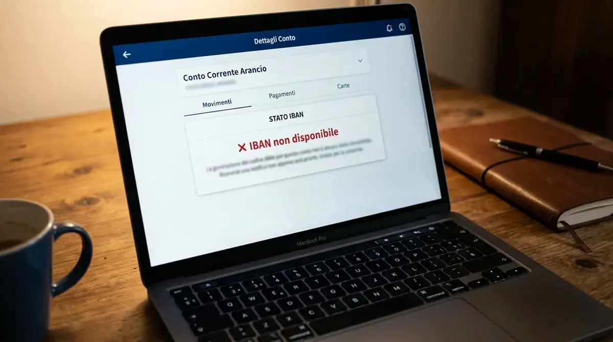 Schermata di laptop con dettaglio di una sezione disabilitata in una pagina di gestione conto