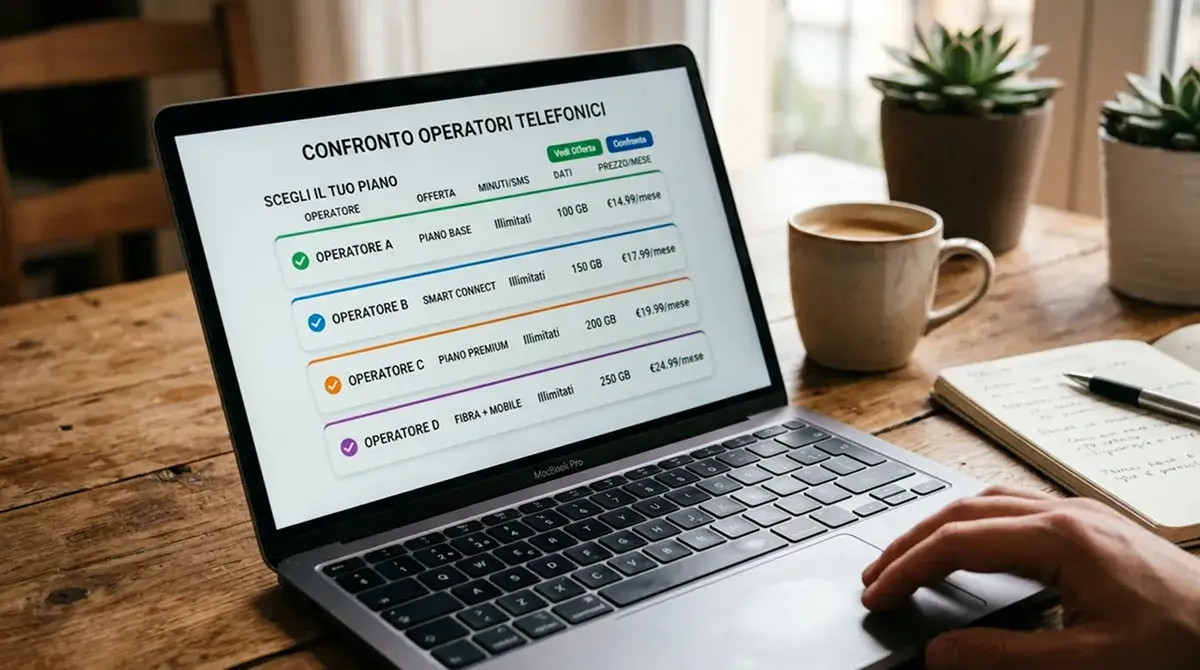 Schermo di laptop con elenco di operatori che mostrano un'icona di compatibilità in italiano