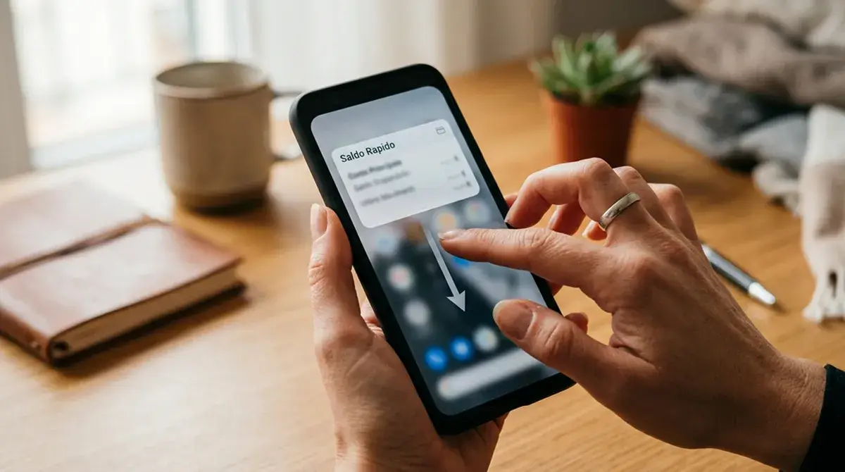 Mano che apre rapidamente un'app sullo smartphone scorrendo verso il basso