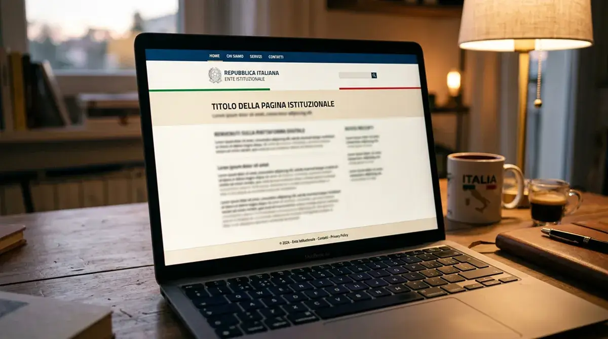 Schermata di laptop con un'interfaccia istituzionale generica in italiano in primo piano
