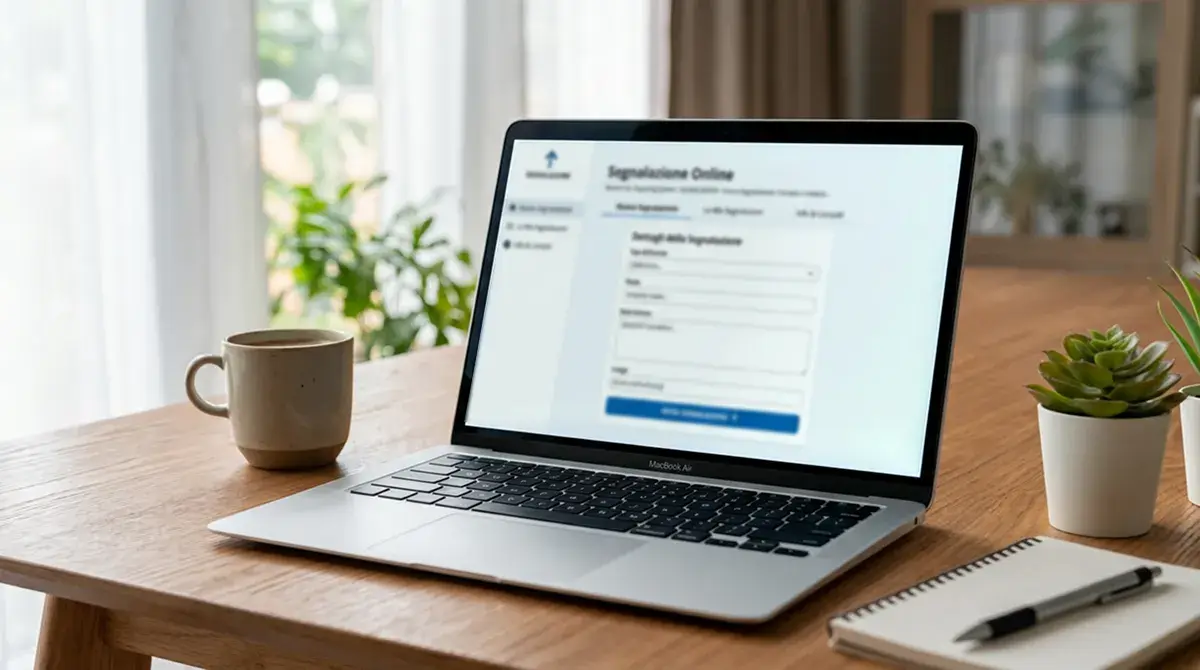 Schermo di laptop con una sezione di un sistema generico contrassegnata da una freccia rivolta verso l'alto