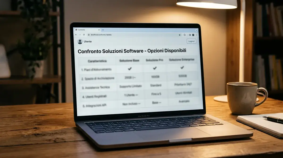 Schermo di laptop con tabella generica di accettazione contrassegnata da icone neutre